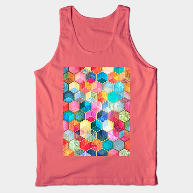 Crystal Bohemian Honeycomb Cubes - colorful hexagon pattern Tank Top by micklyn